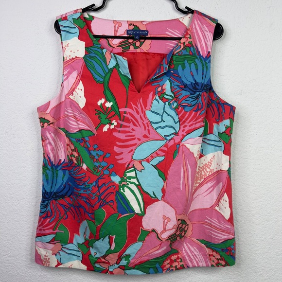 RSVP by Talbots Tops - RSVP by Talbots Shirt Womens 14 Red Pink Floral Tropical Vacation Resort Preppy